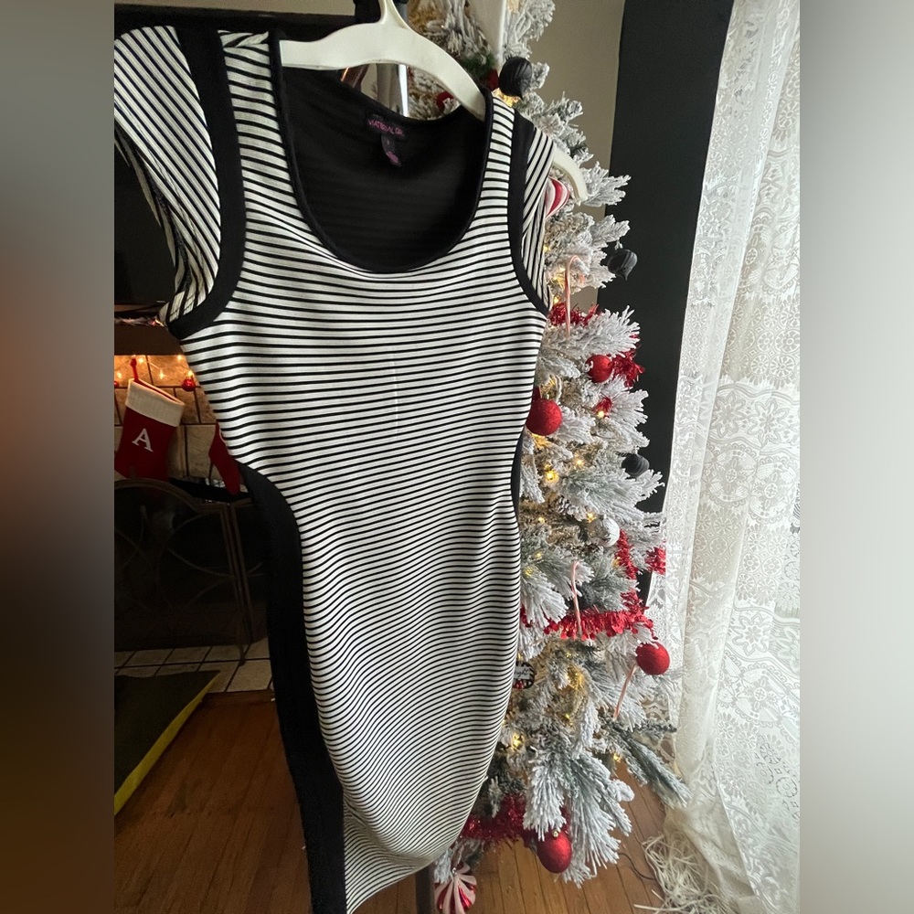 Black and white striped dress
